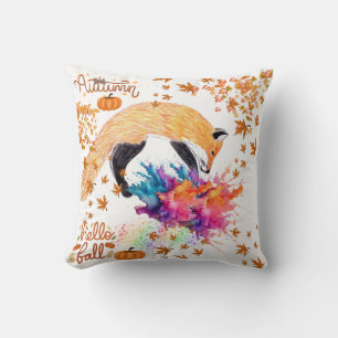 Colourful Autumn Fox Cushion