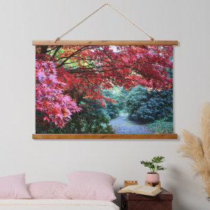 Colourful Autumn Garden Walk Landscape Hanging Tapestry