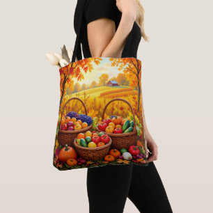 Colourful Autumn Harvest Baskets Tote Bag
