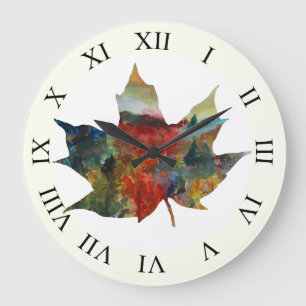 Colourful Autumn, Leaf Art Wall Clock