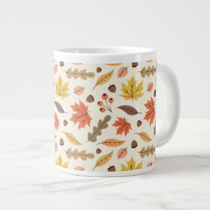 Colourful Autumn Leaf Fall Pattern Large Coffee Mug