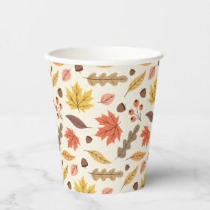 Colourful Autumn Leaf Fall Pattern Paper Cups