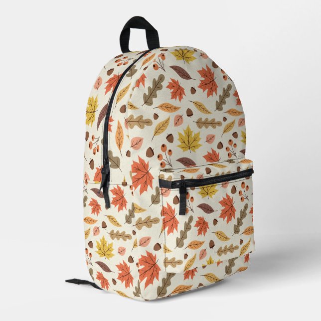 Colourful Autumn Leaf Fall Pattern Printed Backpack (Back Corner Left)