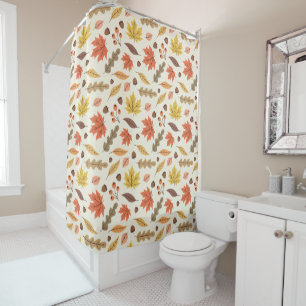 Colourful Autumn Leaf Fall Pattern Shower Curtain