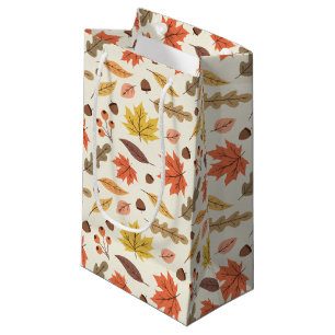Colourful Autumn Leaf Fall Pattern Small Gift Bag
