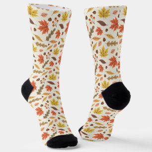 Colourful Autumn Leaf Fall Pattern Socks