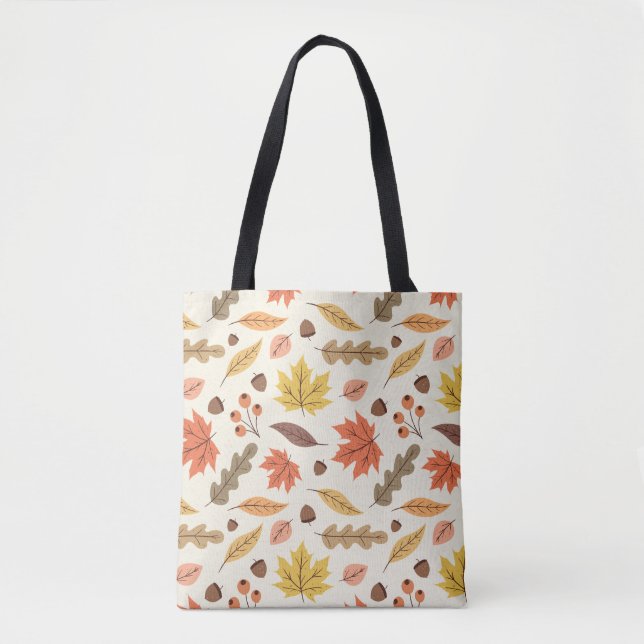 Colourful Autumn Leaf Fall Pattern Tote Bag (Front)