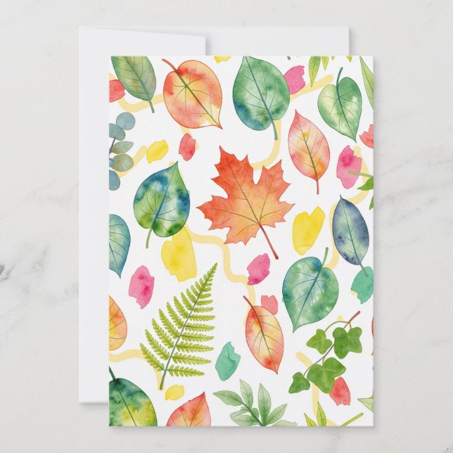 Colourful Autumn Leaf Pattern Invitation (Front)