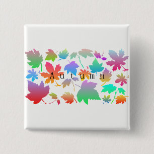 Colourful autumn leaves 15 cm square badge