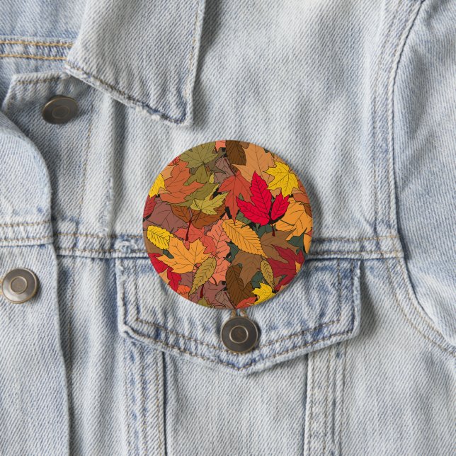 Colourful autumn leaves 7.5 cm round badge (In Situ)