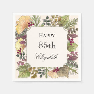 Colourful Autumn Leaves 85th Birthday Napkin