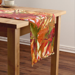 Colourful Autumn Leaves Abstract Table Runner