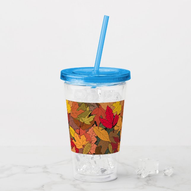 Colourful autumn leaves acrylic tumbler (Back Ice)