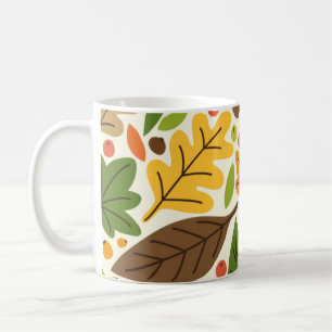Colourful Autumn Leaves and Acorns Pattern Coffee Mug