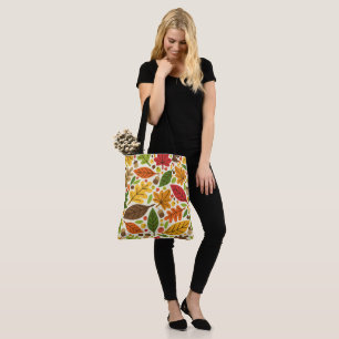 Colourful Autumn Leaves and Acorns Pattern Tote Bag