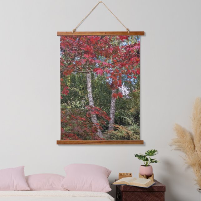 Colourful Autumn Leaves and Trees Hanging Tapestry (Bedroom)