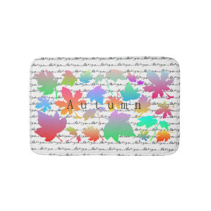 Colourful autumn leaves bath mat