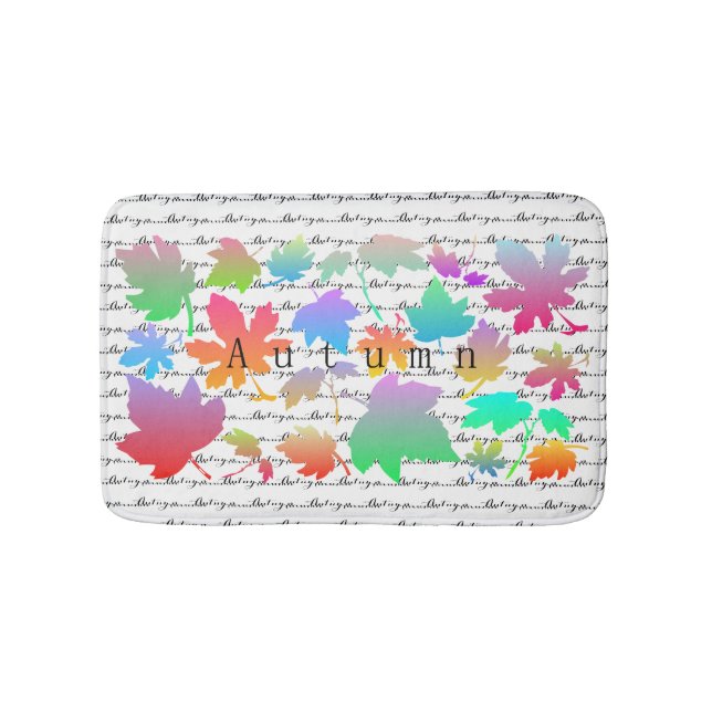 Colourful autumn leaves bath mat (Front)