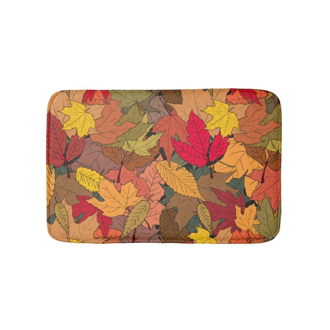 Colourful autumn leaves bath mat (Front)