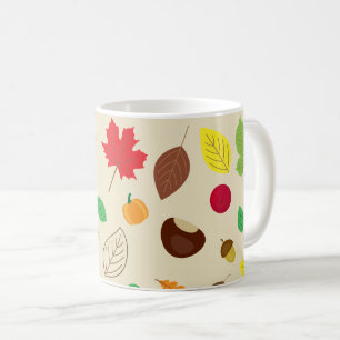 Colourful Autumn Leaves Berries Pumpkin Pattern Coffee Mug
