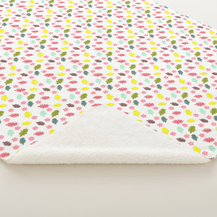 Colourful Autumn Leaves & Blossoms Sherpa Blanket