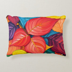 Colourful Autumn Leaves Botanical Design Decorative Cushion