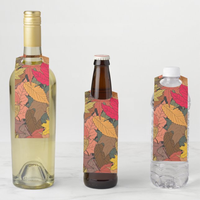 Colourful autumn leaves bottle tag (In Situ)