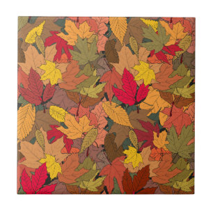 Colourful autumn leaves ceramic tile