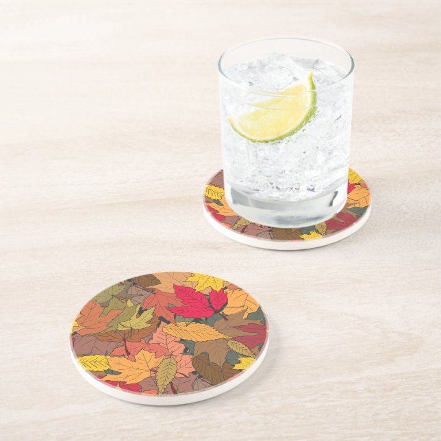 Colourful autumn leaves coaster (Side)