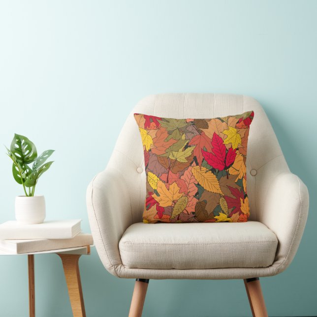 Colourful autumn leaves cushion (Chair)