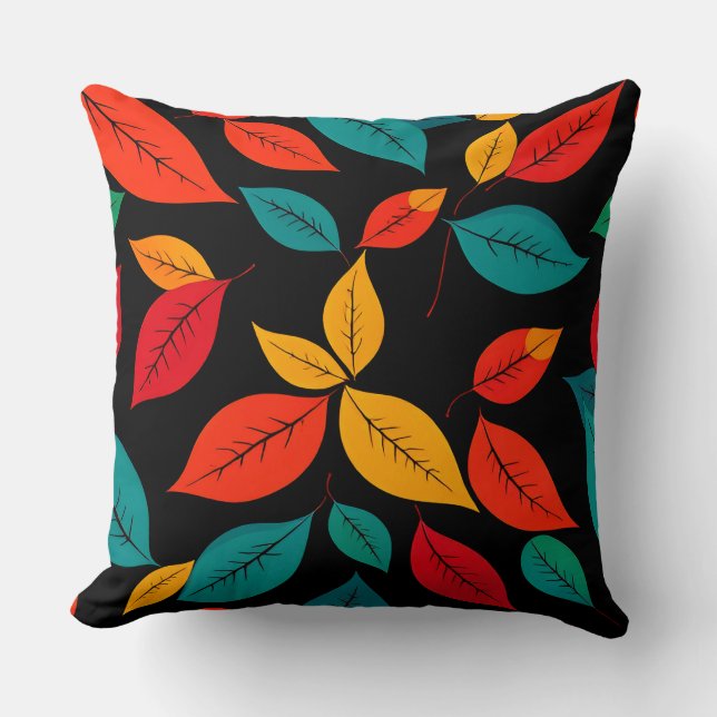 Colourful Autumn Leaves Cushion (Front)