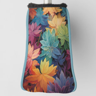 Colourful Autumn Leaves Custom Monogram Golf Head Cover