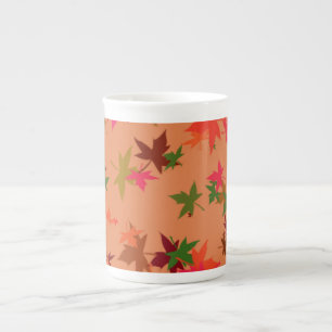 Colourful autumn leaves design bone china mug