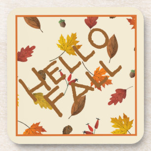 Colourful Autumn Leaves Design Coaster