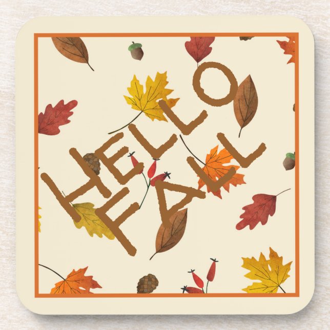 Colourful Autumn Leaves Design Coaster (Front)