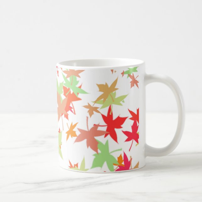 Colourful autumn leaves design coffee mug (Right)