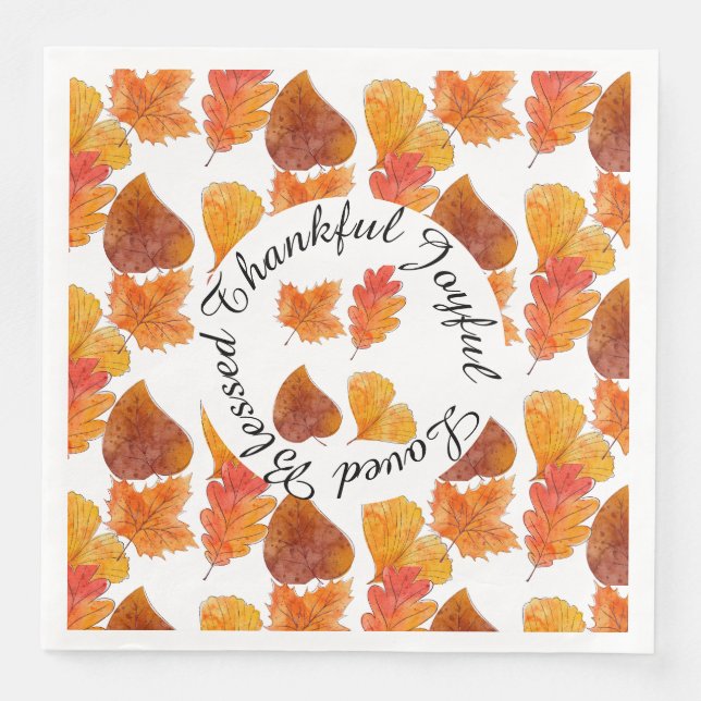 Colourful Autumn Leaves Foliage Celebration Party Napkin (Front)