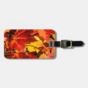 Colourful Autumn Leaves, gold red orange maple lea Luggage Tag