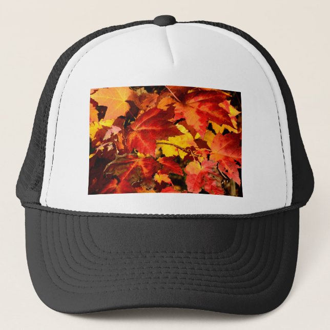 Colourful Autumn Leaves, gold red orange maple lea Trucker Hat (Front)