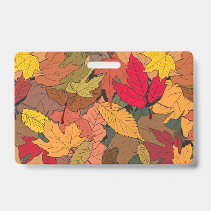 Colourful autumn leaves ID badge