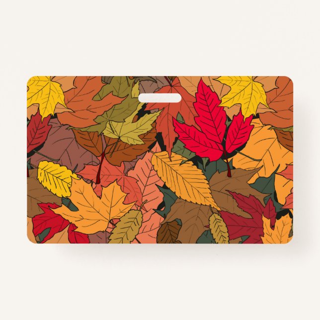Colourful autumn leaves ID badge (Front)