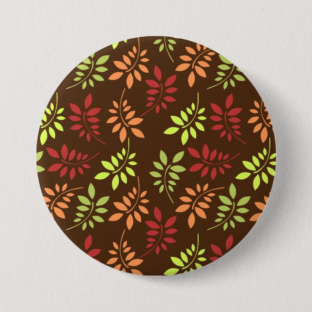Colourful Autumn Leaves in Warm Tones Button (Front)