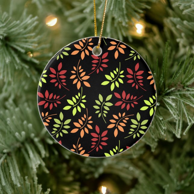 Colourful Autumn Leaves in Warm Tones Ceramic Orna Ornament (Tree)