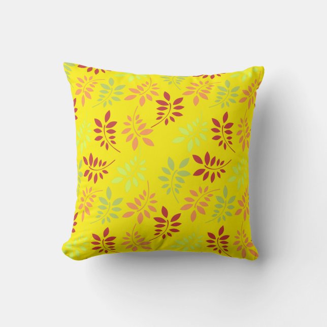 Colourful Autumn Leaves in Warm Tones Cushion (Front)