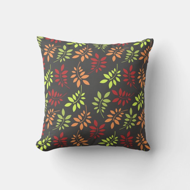 Colourful Autumn Leaves in Warm Tones Cushion (Front)