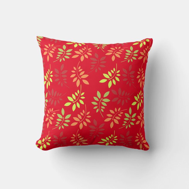 Colourful Autumn Leaves in Warm Tones Cushion (Front)