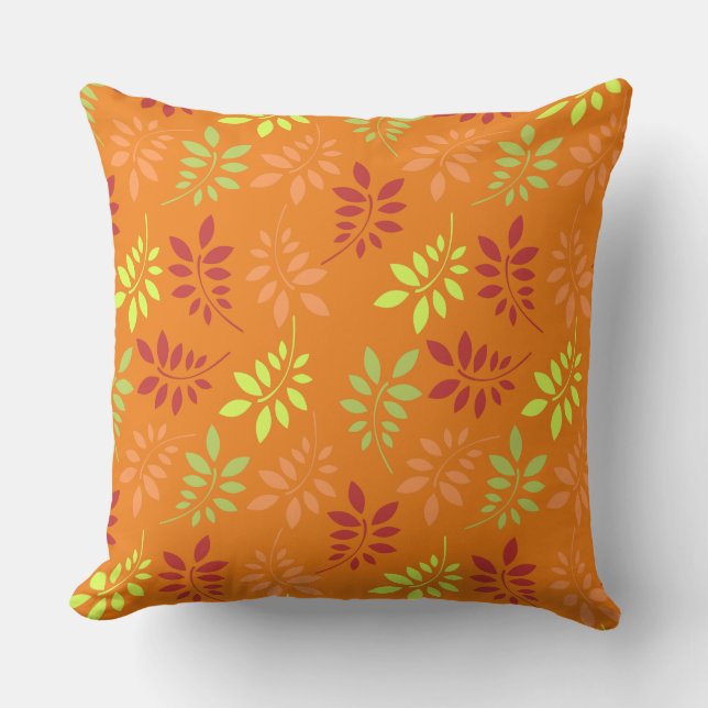 Colourful Autumn Leaves in Warm Tones Cushion (Front)