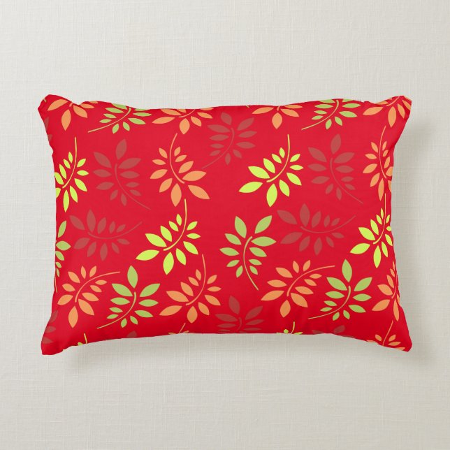 Colourful Autumn Leaves in Warm Tones Decorative Cushion (Front)