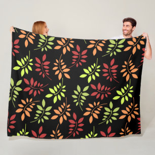 Colourful Autumn Leaves in Warm Tones Fleece Blank Blanket