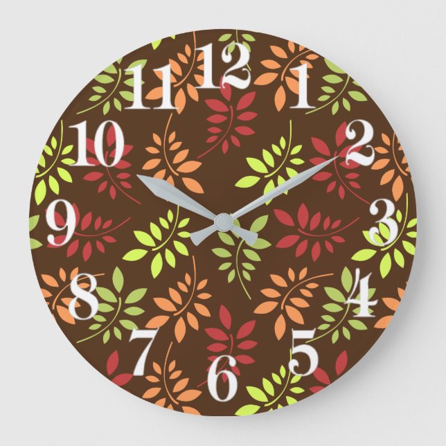 Colourful Autumn Leaves in Warm Tones Large Clock (Front)